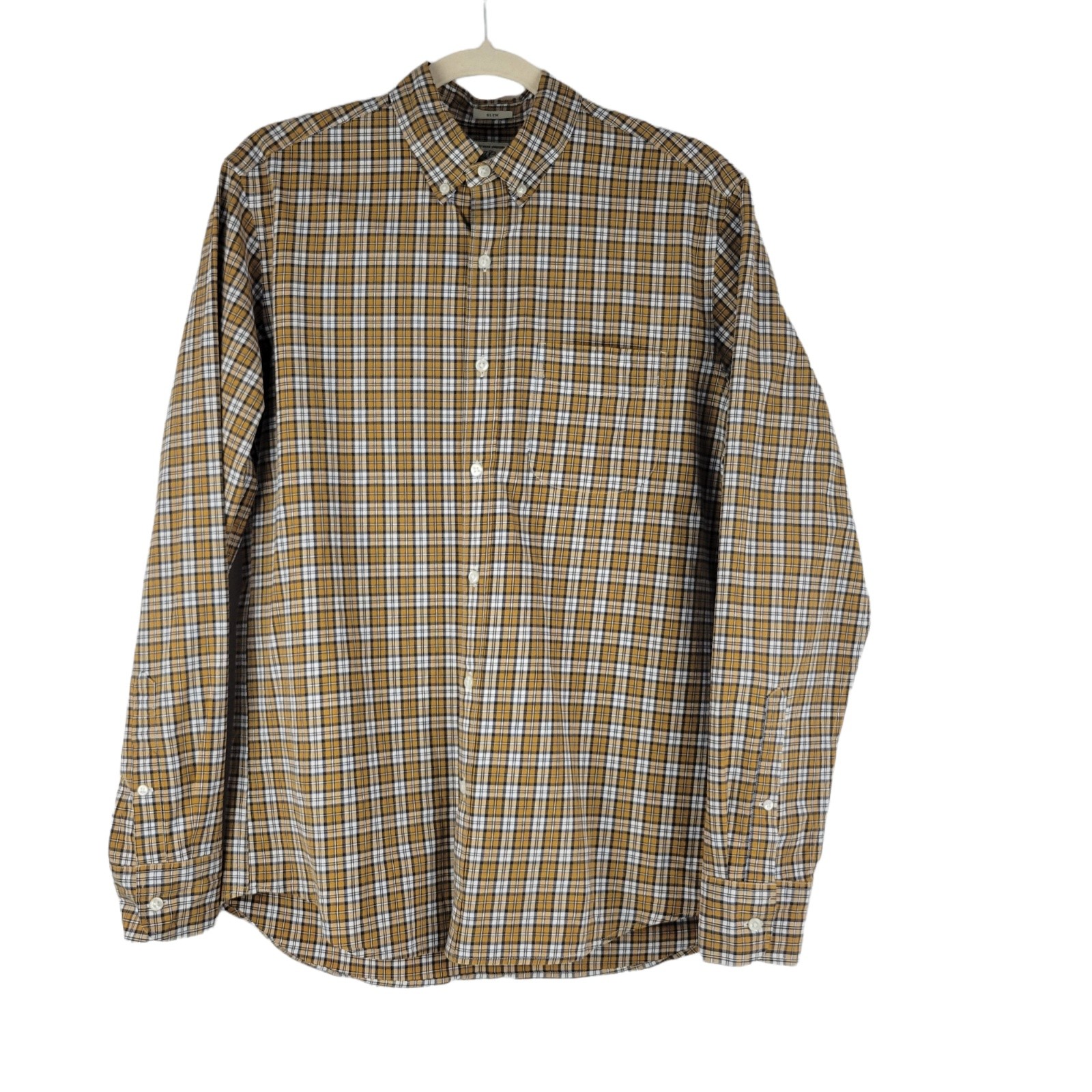 J Crew Slim Fit Stretch Mens Size M Plaid Shirt Button Up Long Sleeve Multicolor